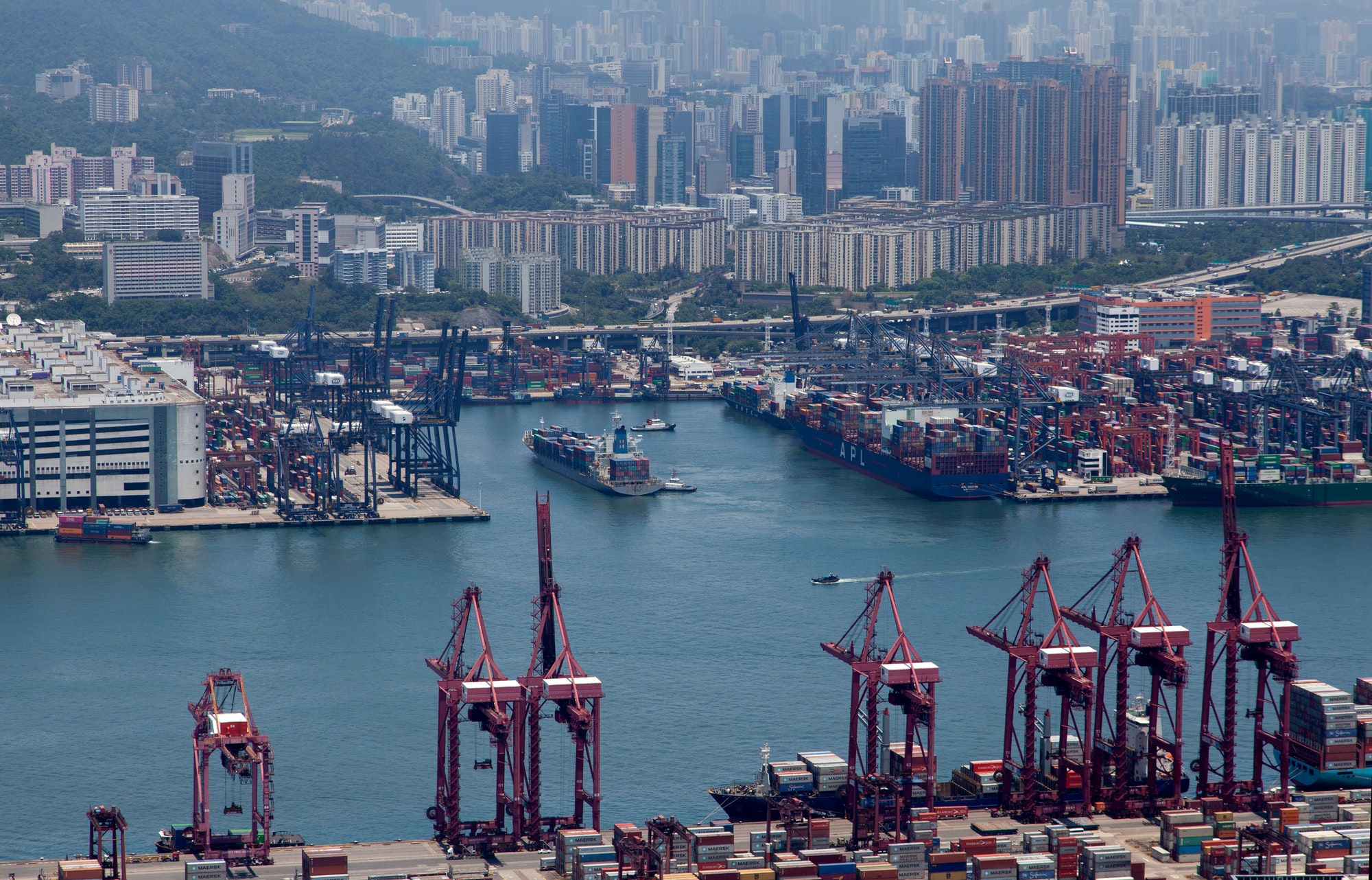 Container port Hong Kong overpass highway